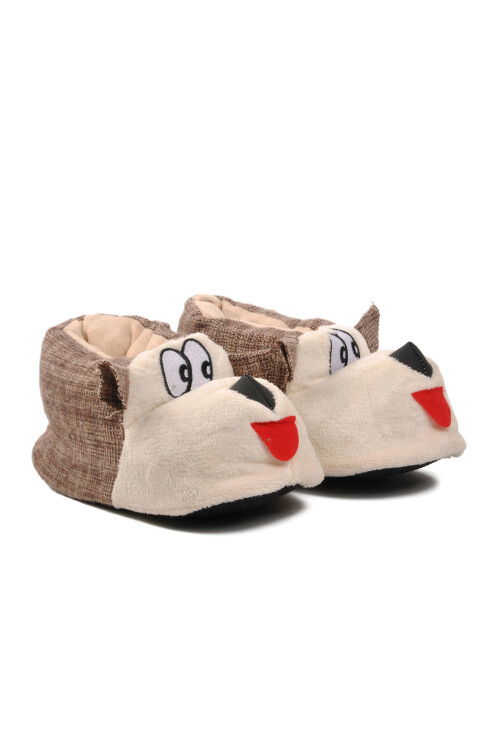 Coffee-Beige Womens Slippers with Dog Slippers G