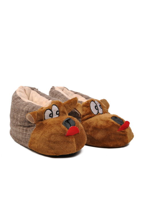Brown Womens Slippers Dog Slippers G