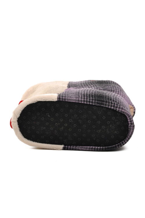 Purple-Beige Womens Slippers with Dogs G