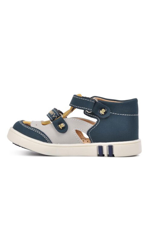 Navy Blue Beige Orthopedic Baby Shoes 009 B