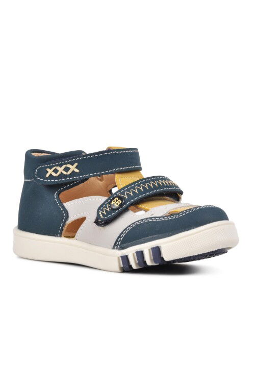 Navy Blue Beige Orthopedic Baby Shoes 009 B