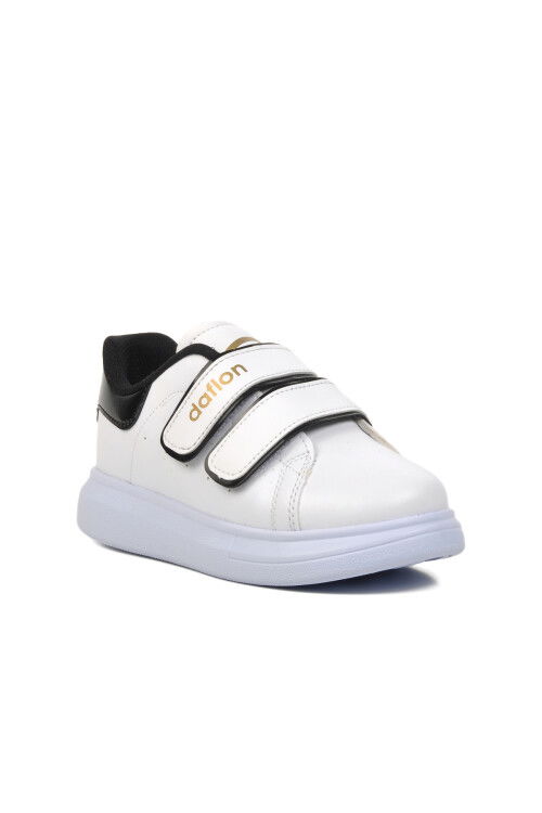 White-Black Patent Leather Kids Sneaker 072 F