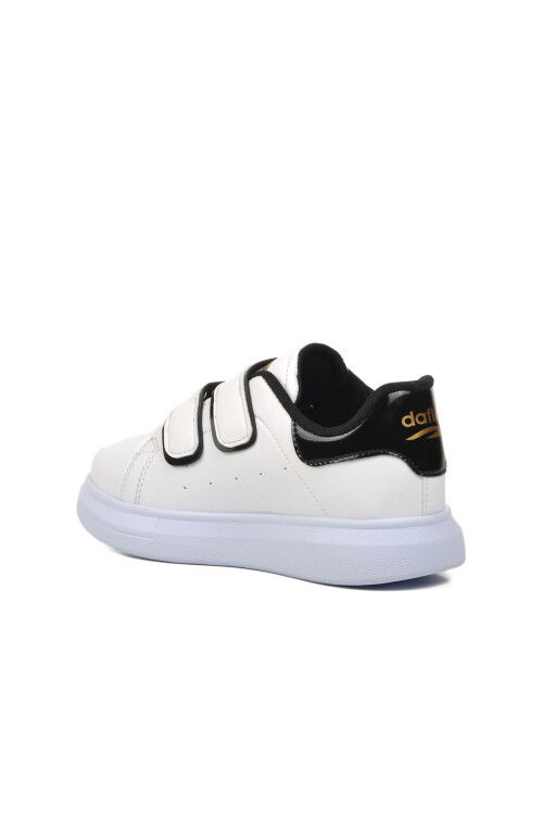 White-Black Patent Leather Kids Sneaker 072 F