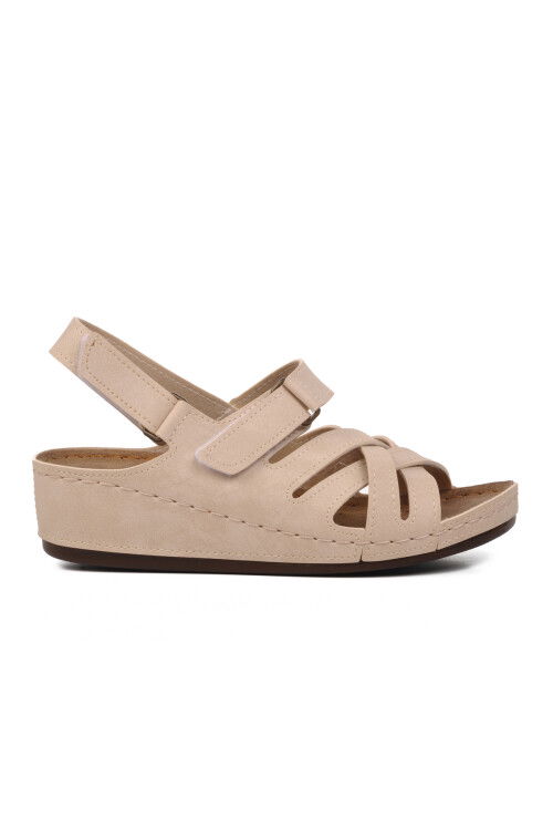 Beige Womens Flat Sandals 09-985 Z