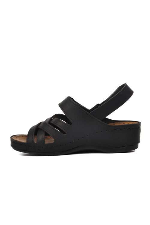 Black Womens Flat Sandals 09-985 Z