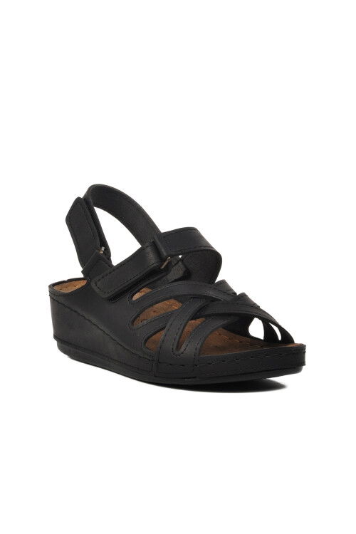 Black Womens Flat Sandals 09-985 Z