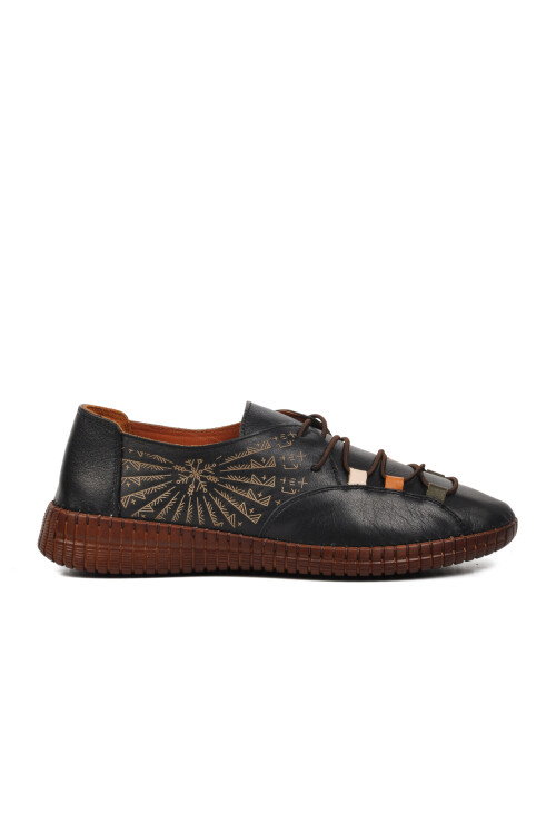 Black Genuine Leather Womens Casual Shoes 24370001Y Z