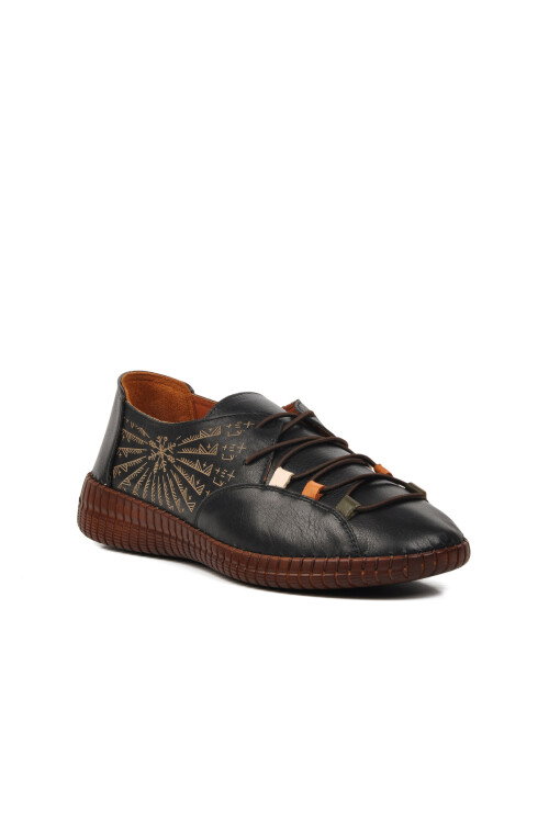 Black Genuine Leather Womens Casual Shoes 24370001Y Z