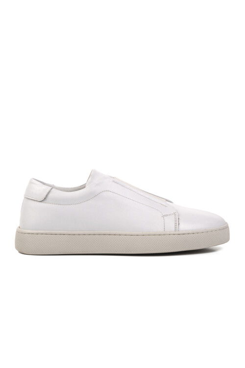 White Genuine Leather Mens Casual Shoes 274063 M