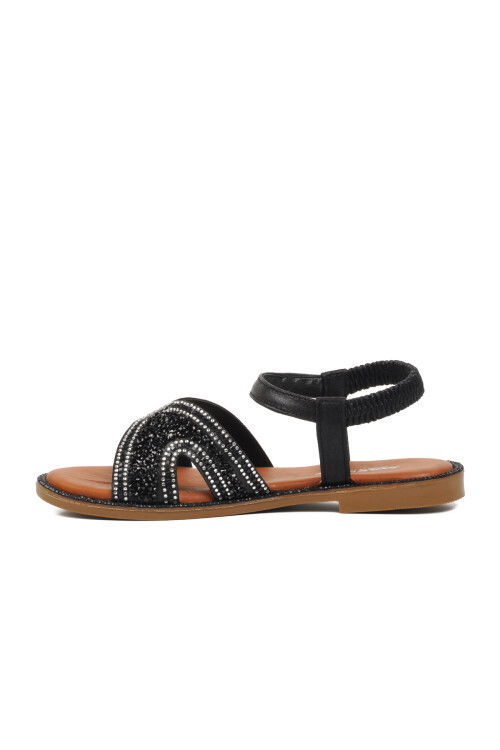 Black Womens Flat Sandals 286069 Z