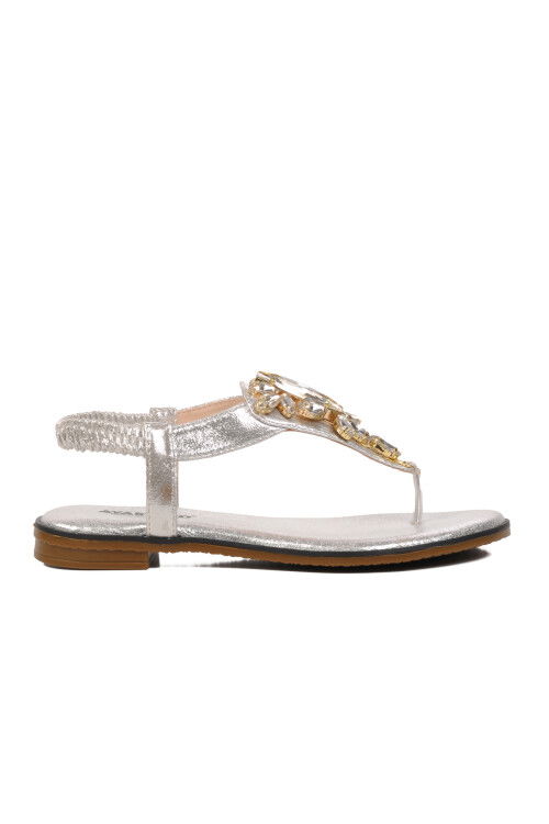 Silver Womens Flat Sandals 286079 Z