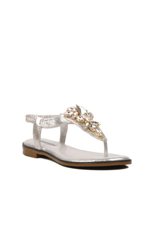 Silver Womens Flat Sandals 286079 Z