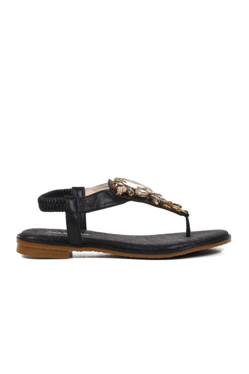 Black Womens Flat Sandals 286079 Z