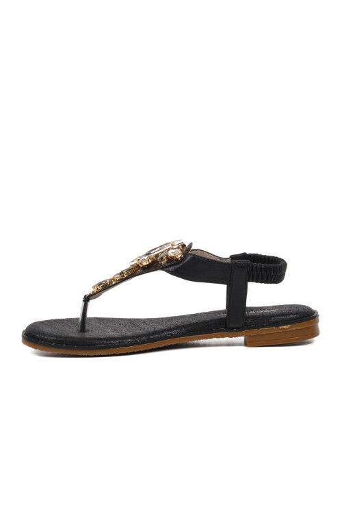 Black Womens Flat Sandals 286079 Z
