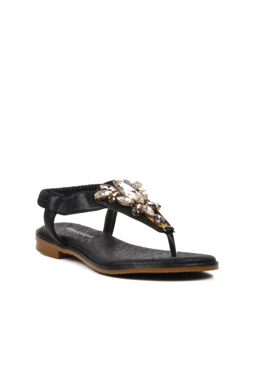 Black Womens Flat Sandals 286079 Z