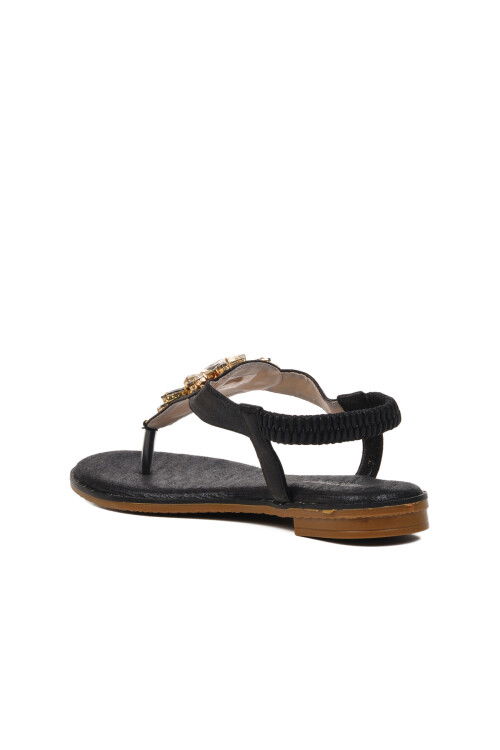 Black Womens Flat Sandals 286079 Z