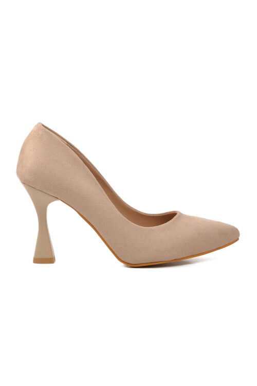 Beige Suede Womens High Heel Shoes 289236 Z