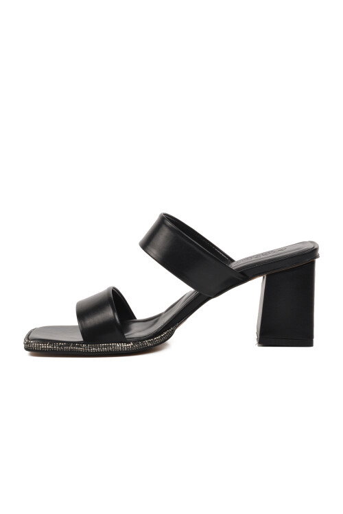 Black Womens High-Heeled Slippers 301092 Z