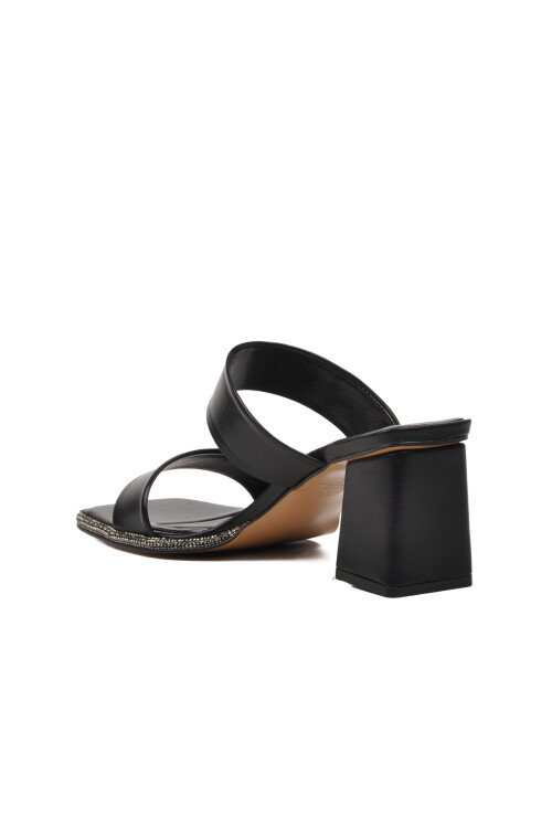 Black Womens High-Heeled Slippers 301092 Z