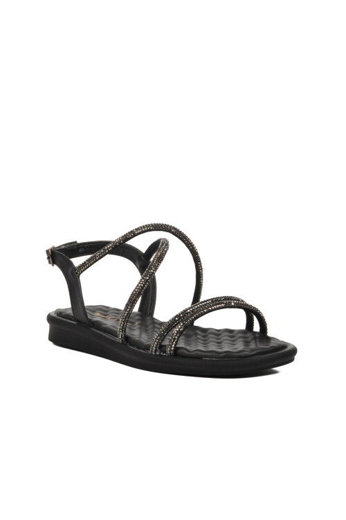 Black Womens Flat Sandals 335175 Z