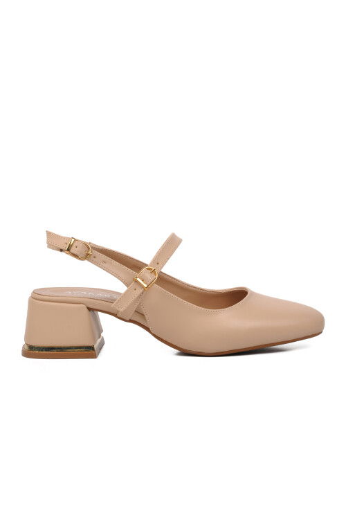 حذاء نسائي بكعب عالٍ بلون العاري 519015 Z