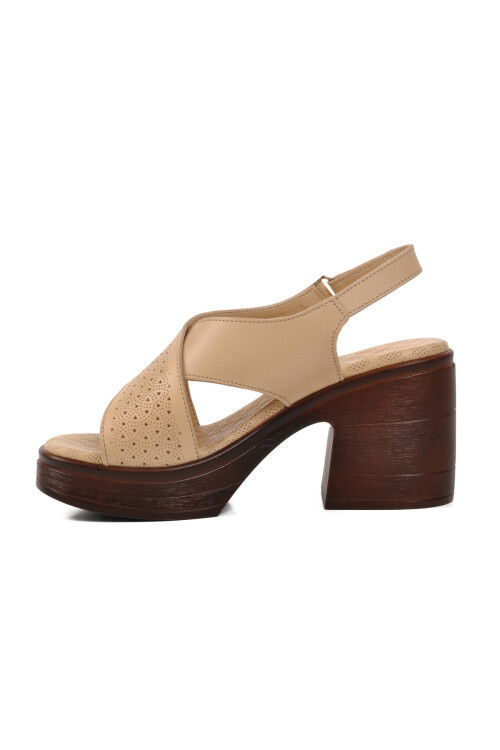 Beige Womens Heeled Sandals 523001 Z