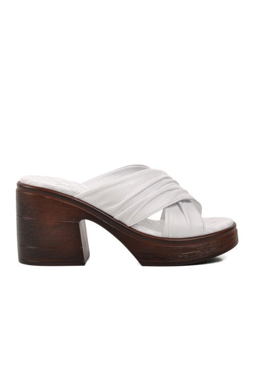 White Womens High Heel Slippers 523004 Z