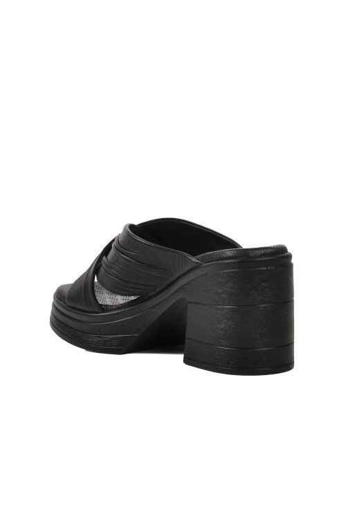 Black Womens High-Heeled Slippers 523004 Z