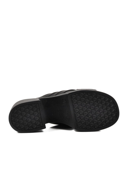 Black Womens High-Heeled Slippers 523004 Z