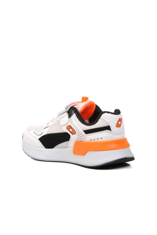 White Orange Unisex Velcro Kids Sports Shoes 729 F