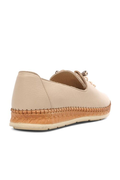 Beige Genuine Leather Anatomic Womens Casual Shoes 8786 Z