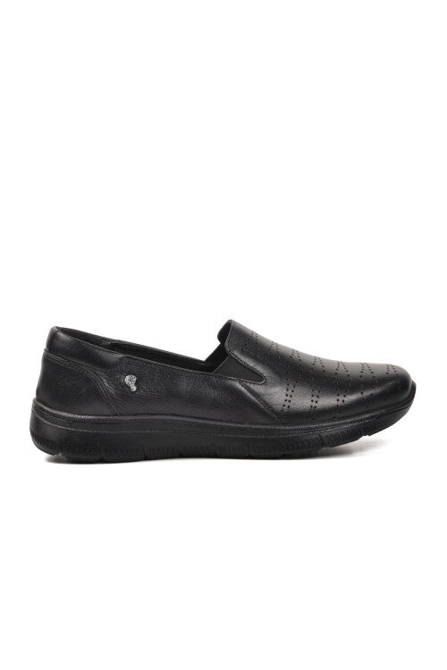 Black Genuine Leather Anatomic Womens Casual Shoes 9488 Z
