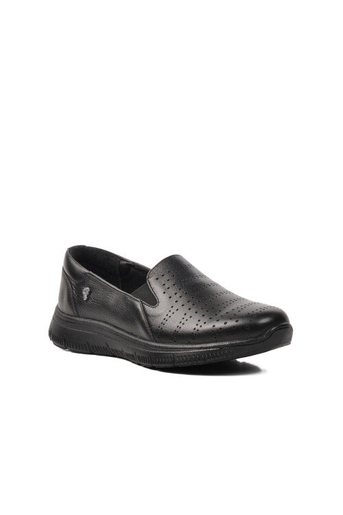 Black Genuine Leather Anatomic Womens Casual Shoes 9488 Z