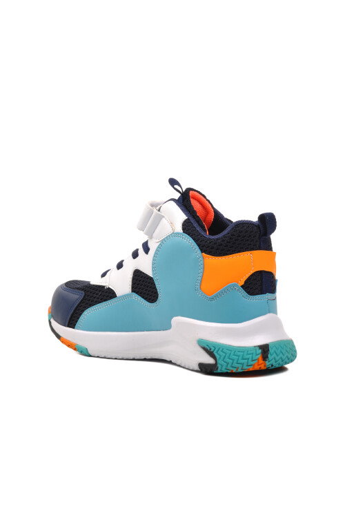 Navy Blue Orange Unisex Kids Basketball Shoes 1656 F