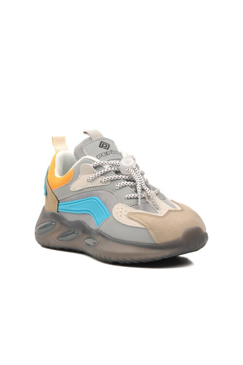 Gray-Orange Childrens Sneakers 1668 F