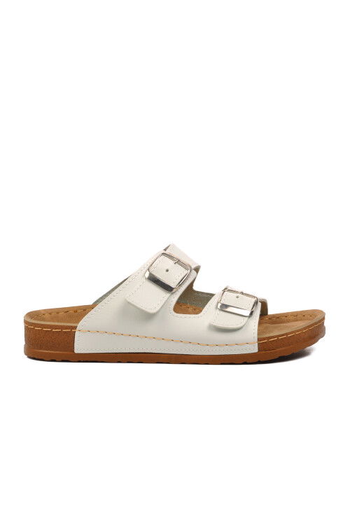 White Lightweight Double-Strap Anatomical Womens Slippers 20-972 Z