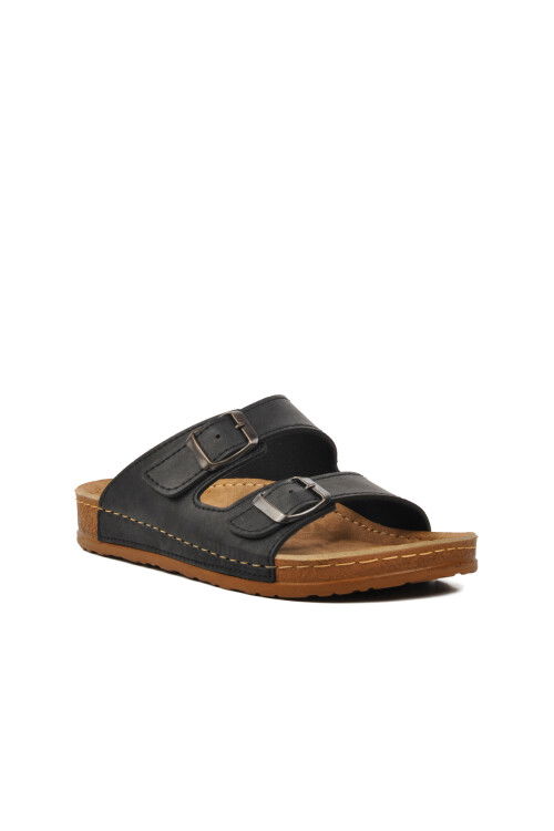 Siyah Hafif Çift Bantlı Anatomik Kadın Terlik 20-972 Z