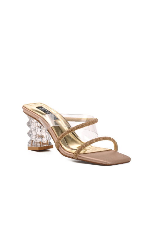 Beige Womens High-Heeled Slippers 22411257 Z