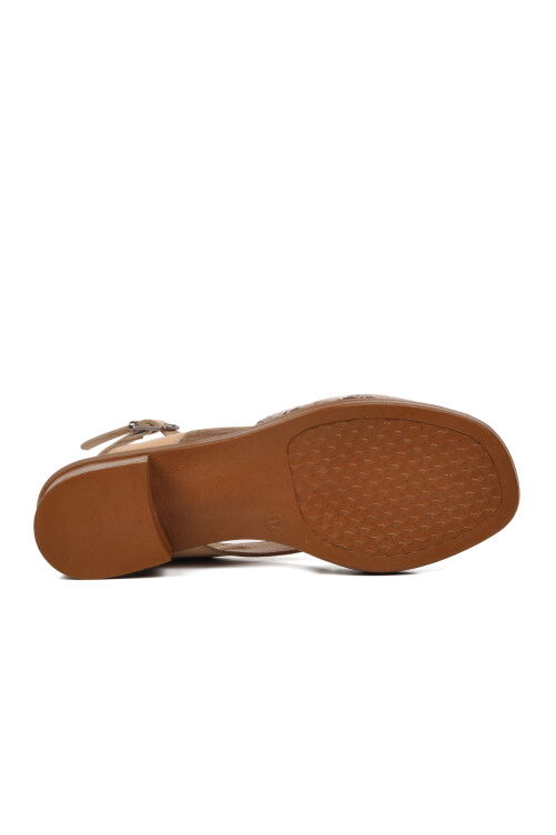 Beige Genuine Leather Womens Sandals 24026020Y Z