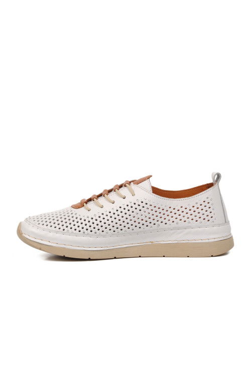 White Genuine Leather Anatomic Womens Casual Shoes 24058 Z