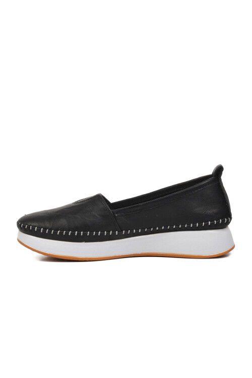 Black Genuine Leather Anatomic Womens Casual Shoes 24075 Z