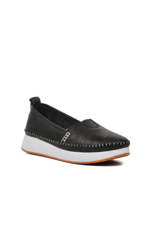 Black Genuine Leather Anatomic Womens Casual Shoes 24075 Z