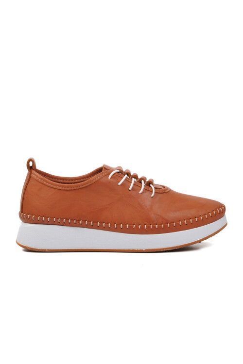 Tan Genuine Leather Anatomic Womens Casual Shoes 24077 Z