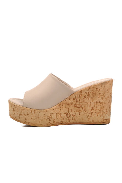 Beige Womens Heeled Slippers 552209 Z