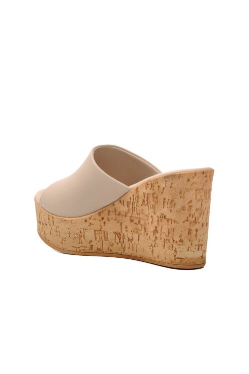 Beige Womens Heeled Slippers 552209 Z