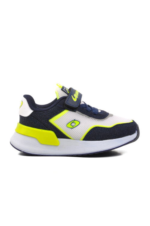Navy Blue-White-Fluorescent Yellow Childrens Sneakers 730 P