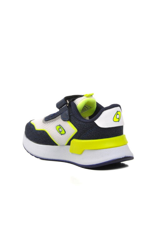 Navy Blue-White-Fluorescent Yellow Childrens Sneakers 730 P