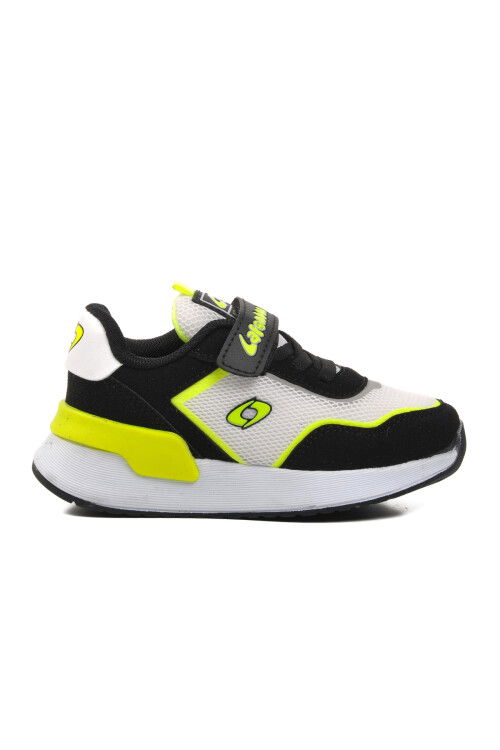 حذاء رياضي للأطفال باللون الأسود والأبيض والأصفر الفلوري 730 P