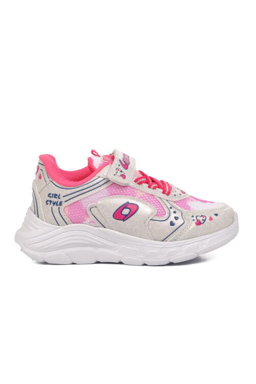 White Fuchsia Velcro Girls Sneakers 732 P