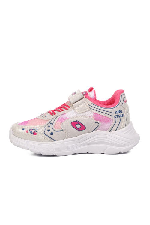 White Fuchsia Velcro Girls Sneakers 732 P